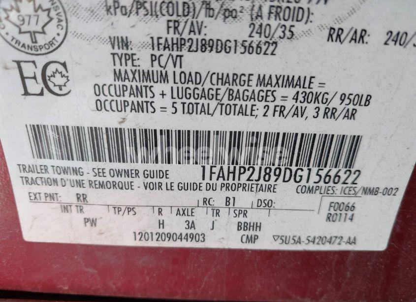 Photo 9 of 2013 Ford Taurus LIMITED (VIN 1FAHP2J89DG156622)