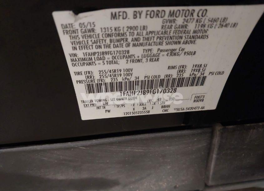 Photo 9 of 2015 Ford Taurus LIMITED (VIN 1FAHP2J89FG170328)