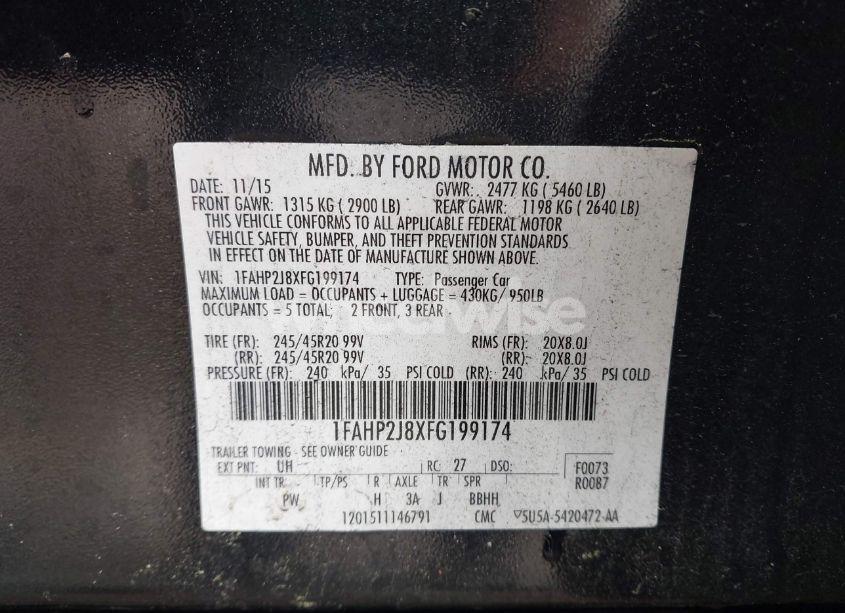 Photo 9 of 2015 Ford Taurus LIMITED (VIN 1FAHP2J8XFG199174)