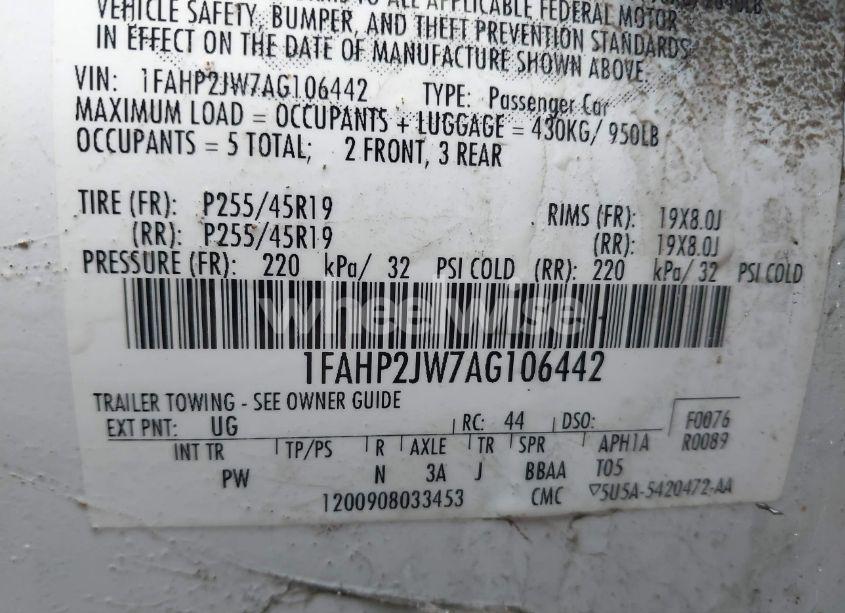 Photo 9 of 2010 Ford Taurus LIMITED (VIN 1FAHP2JW7AG106442)