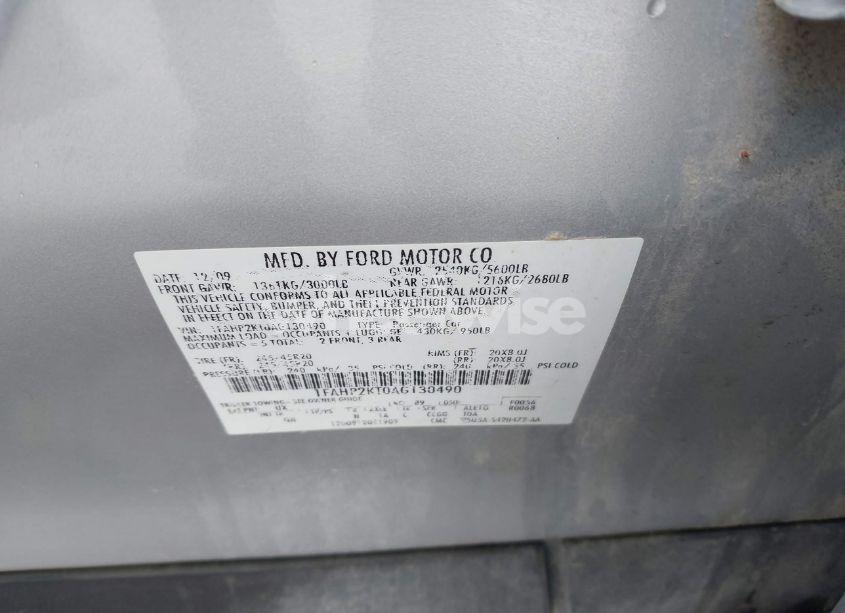 Photo 9 of 2010 Ford Taurus SHO (VIN 1FAHP2KT0AG130490)