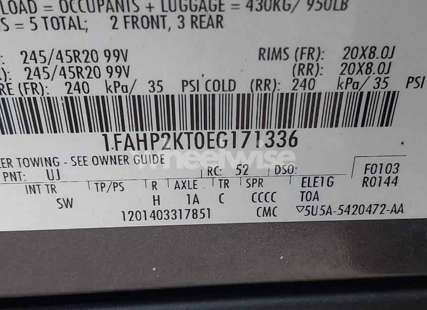 Photo 9 of 2014 Ford Taurus SHO (VIN 1FAHP2KT0EG171336)