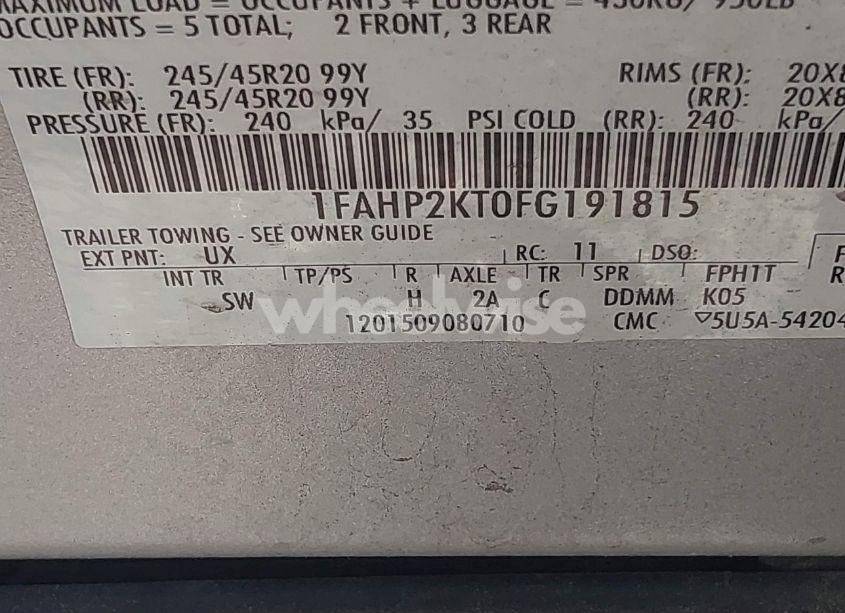 Photo 9 of 2015 Ford Taurus SHO (VIN 1FAHP2KT0FG191815)