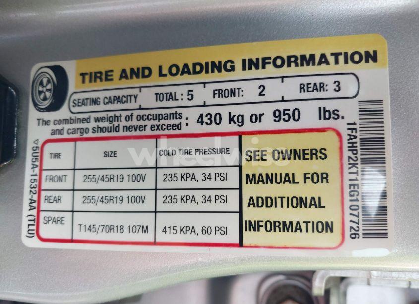 Photo 9 of 2014 Ford Taurus SHO (VIN 1FAHP2KT1EG107726)