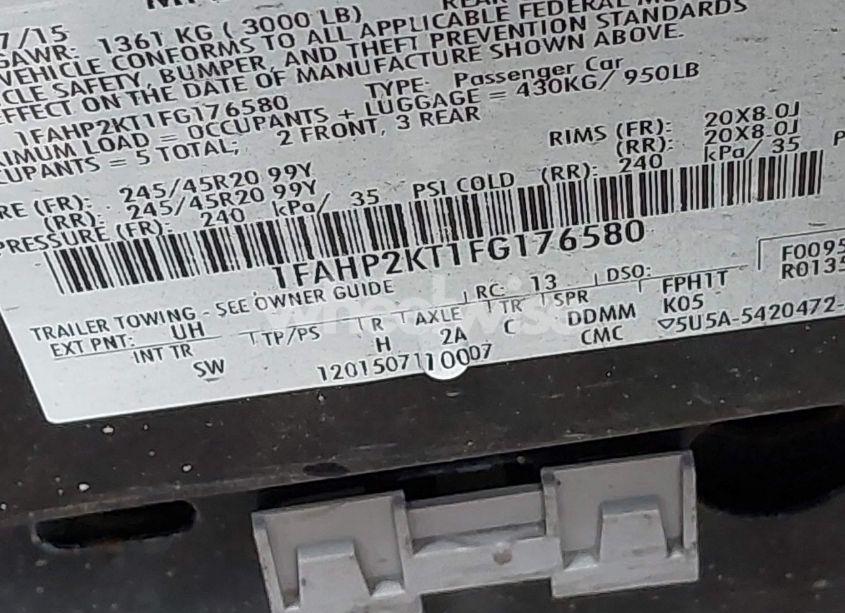 Photo 9 of 2015 Ford Taurus SHO (VIN 1FAHP2KT1FG176580)