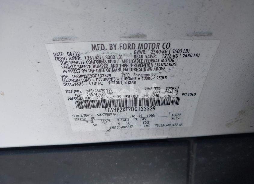 Photo 9 of 2013 Ford Taurus SHO (VIN 1FAHP2KT2DG133329)