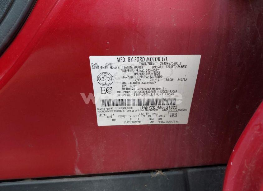 Photo 9 of 2010 Ford Taurus SHO (VIN 1FAHP2KT4AG131822)