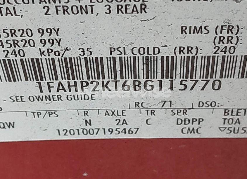 Photo 9 of 2011 Ford Taurus SHO (VIN 1FAHP2KT6BG115770)