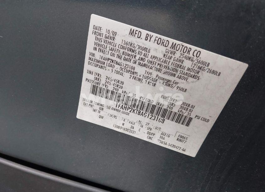 Photo 9 of 2010 Ford Taurus SHO (VIN 1FAHP2KT8AG123108)