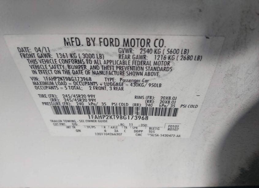 Photo 9 of 2011 Ford Taurus SHO (VIN 1FAHP2KT9BG173968)