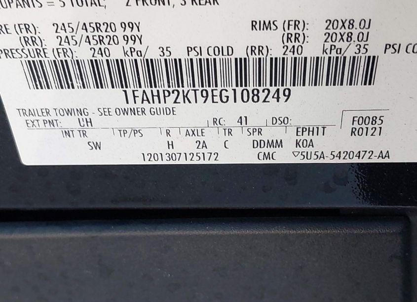 Photo 9 of 2014 Ford Taurus SHO (VIN 1FAHP2KT9EG108249)