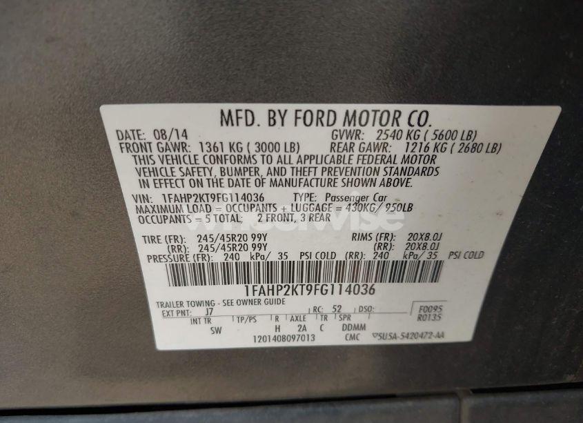 Photo 9 of 2015 Ford Taurus SHO (VIN 1FAHP2KT9FG114036)