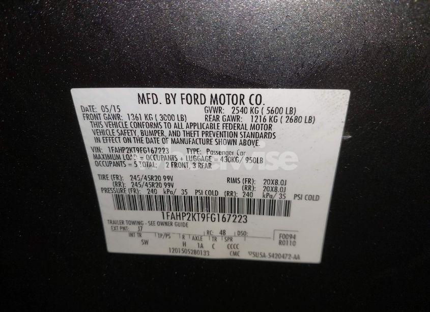 Photo 9 of 2015 Ford Taurus SHO (VIN 1FAHP2KT9FG167223)