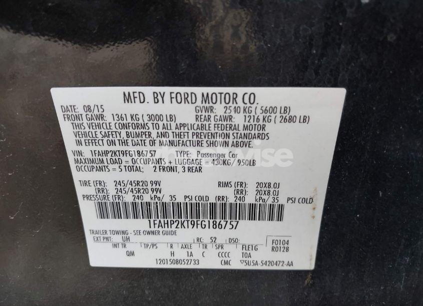 Photo 9 of 2015 Ford Taurus SHO (VIN 1FAHP2KT9FG186757)