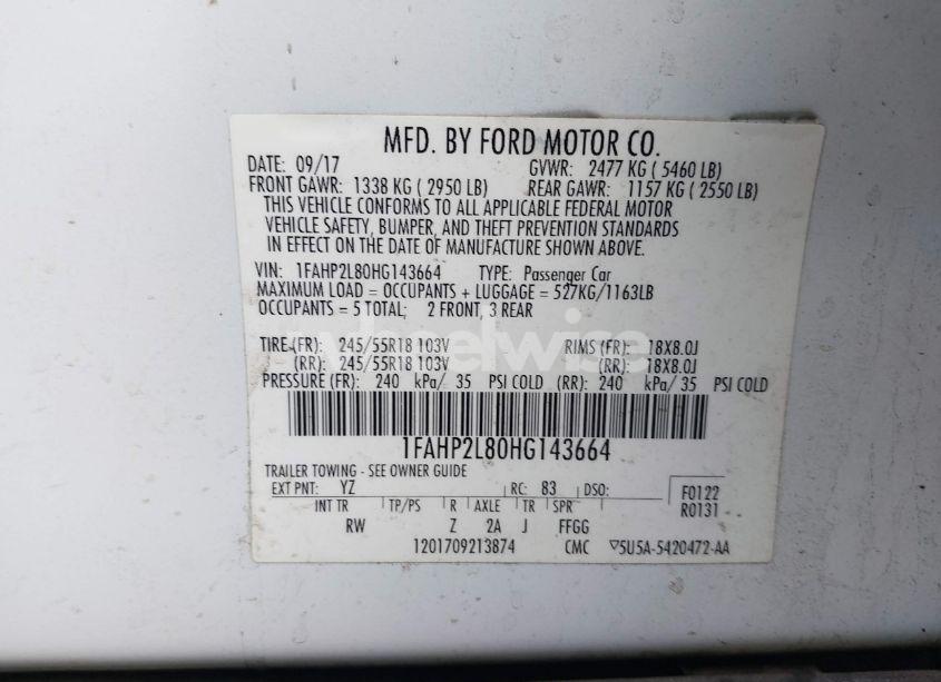 Photo 9 of 2017 Ford Police INTERCEPTOR (VIN 1FAHP2L80HG143664)