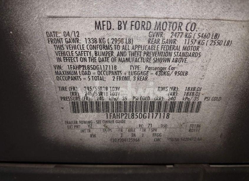 Photo 9 of 2013 Ford Police INTERCEPTOR (VIN 1FAHP2L85DG117118)