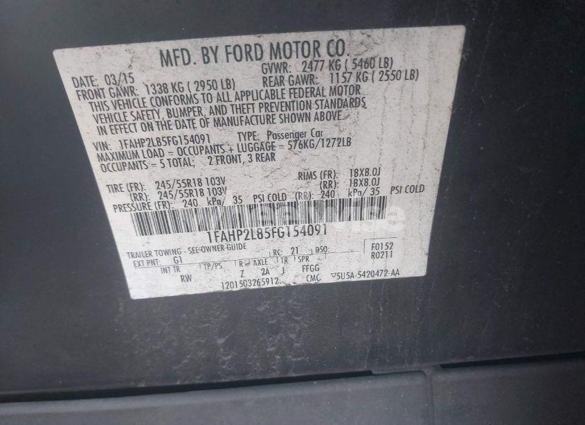 Photo 9 of 2015 Ford Police INTERCEPTOR (VIN 1FAHP2L85FG154091)