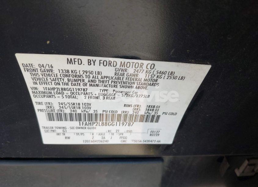 Photo 9 of 2016 Ford Police INTERCEPTOR (VIN 1FAHP2L88GG119787)