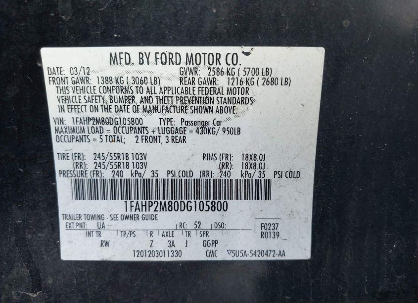 Photo 9 of 2013 Ford Police INTERCEPTOR (VIN 1FAHP2M80DG105800)