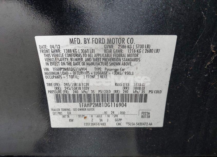 Photo 9 of 2013 Ford Police INTERCEPTOR (VIN 1FAHP2M81DG116904)