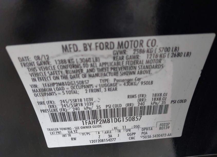 Photo 9 of 2013 Ford Police INTERCEPTOR (VIN 1FAHP2M81DG150857)