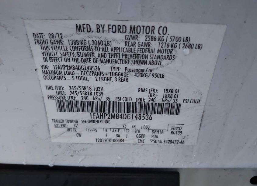 Photo 9 of 2013 Ford Police INTERCEPTOR (VIN 1FAHP2M84DG148536)