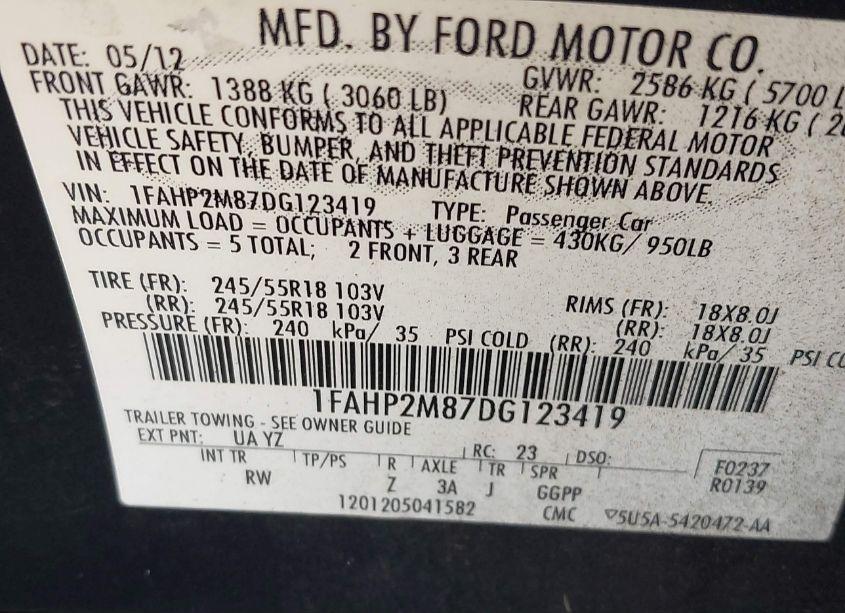 Photo 9 of 2013 Ford Police INTERCEPTOR (VIN 1FAHP2M87DG123419)