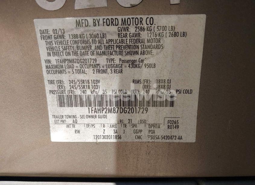 Photo 9 of 2013 Ford Police INTERCEPTOR (VIN 1FAHP2M87DG201729)