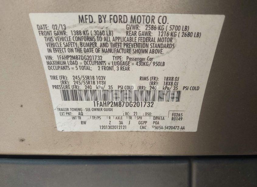 Photo 9 of 2013 Ford Police INTERCEPTOR (VIN 1FAHP2M87DG201732)