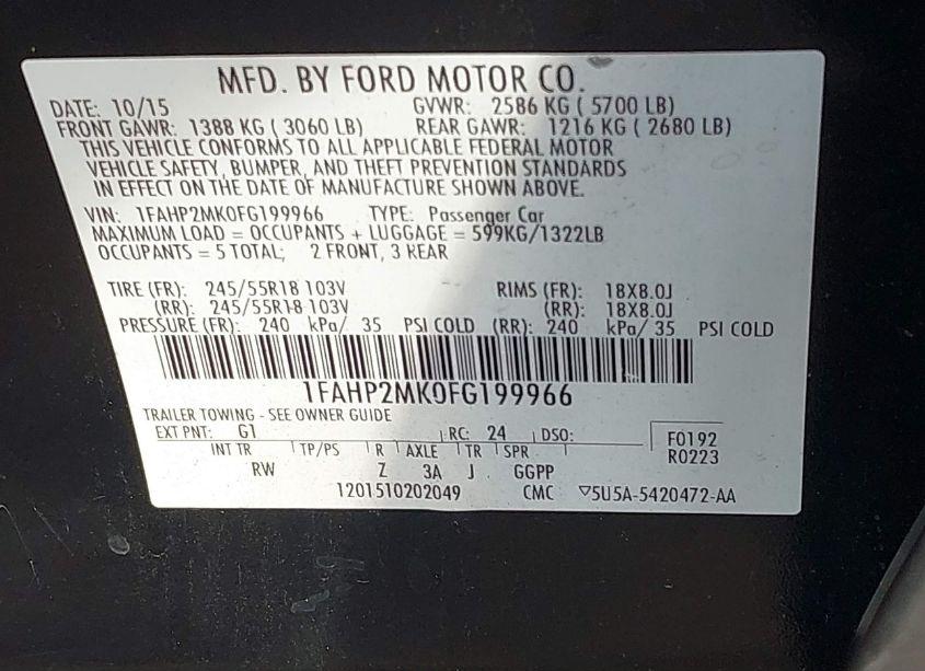 Photo 9 of 2015 Ford Police INTERCEPTOR (VIN 1FAHP2MK0FG199966)