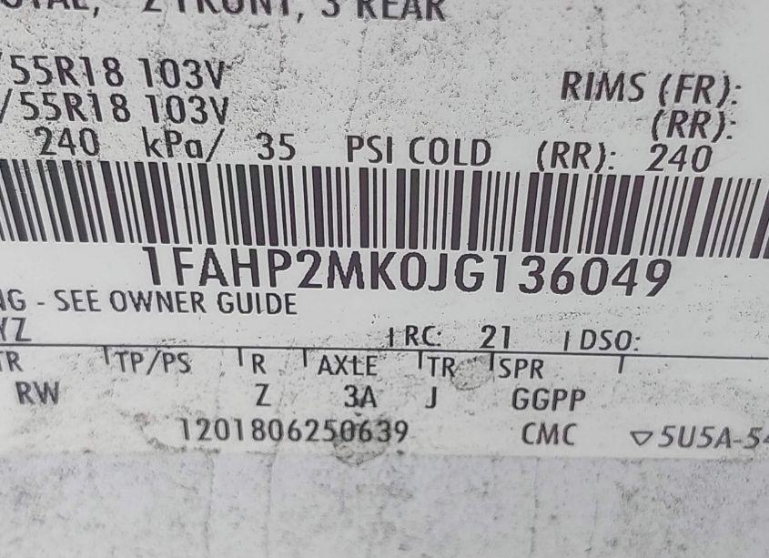 Photo 9 of 2018 Ford Police INTERCEPTOR (VIN 1FAHP2MK0JG136049)