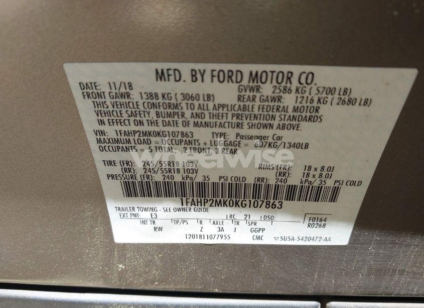 Photo 9 of 2019 Ford Police INTERCEPTOR (VIN 1FAHP2MK0KG107863)