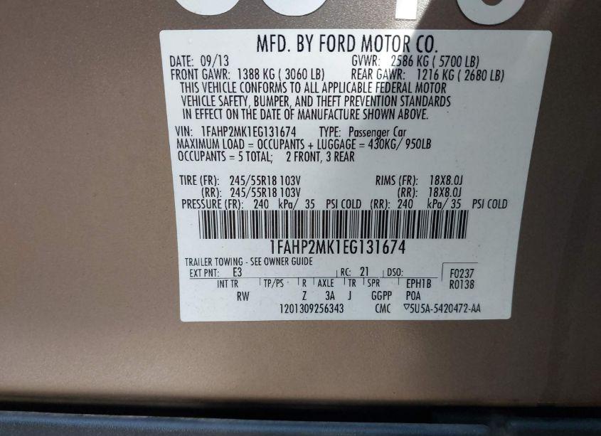 Photo 9 of 2014 Ford Police INTERCEPTOR (VIN 1FAHP2MK1EG131674)