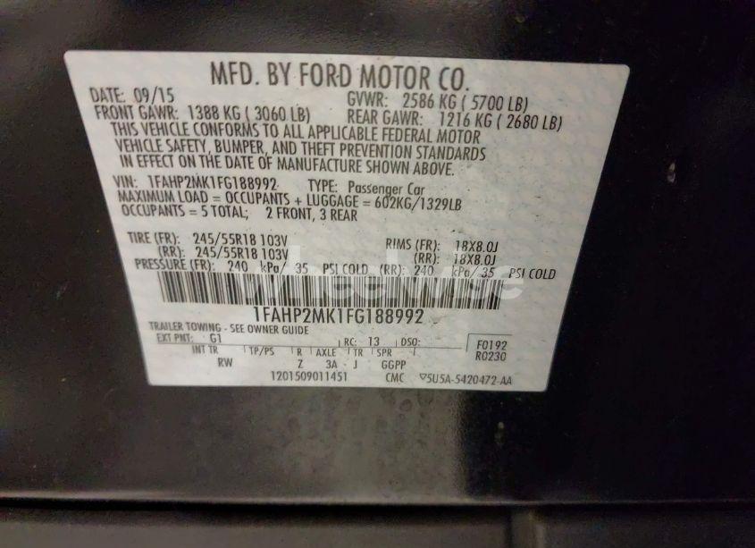 Photo 9 of 2015 Ford Police INTERCEPTOR (VIN 1FAHP2MK1FG188992)