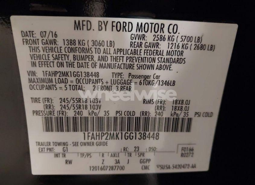 Photo 9 of 2016 Ford Police INTERCEPTOR (VIN 1FAHP2MK1GG138448)