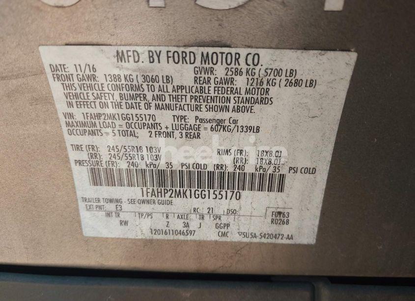 Photo 9 of 2016 Ford Police INTERCEPTOR (VIN 1FAHP2MK1GG155170)