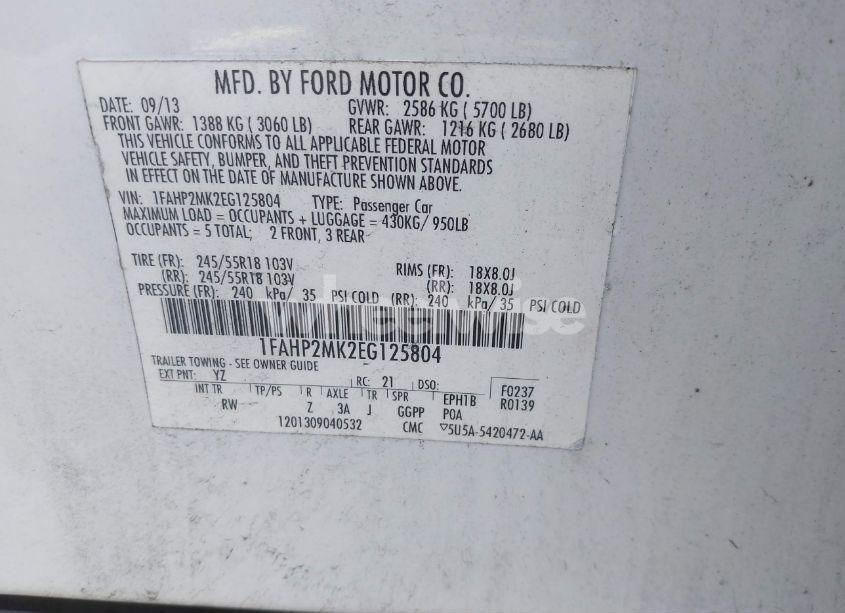 Photo 9 of 2014 Ford Police INTERCEPTOR (VIN 1FAHP2MK2EG125804)