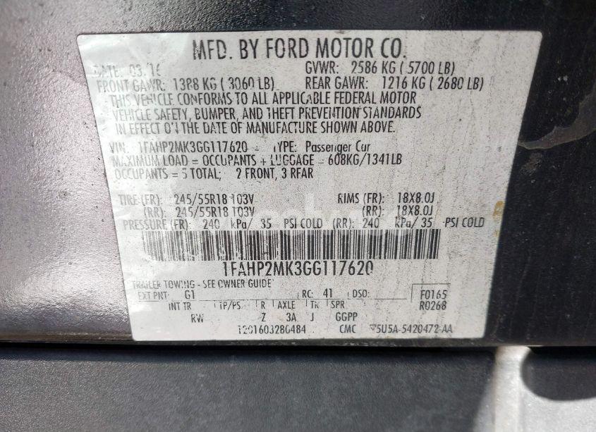 Photo 9 of 2016 Ford Police INTERCEPTOR (VIN 1FAHP2MK3GG117620)