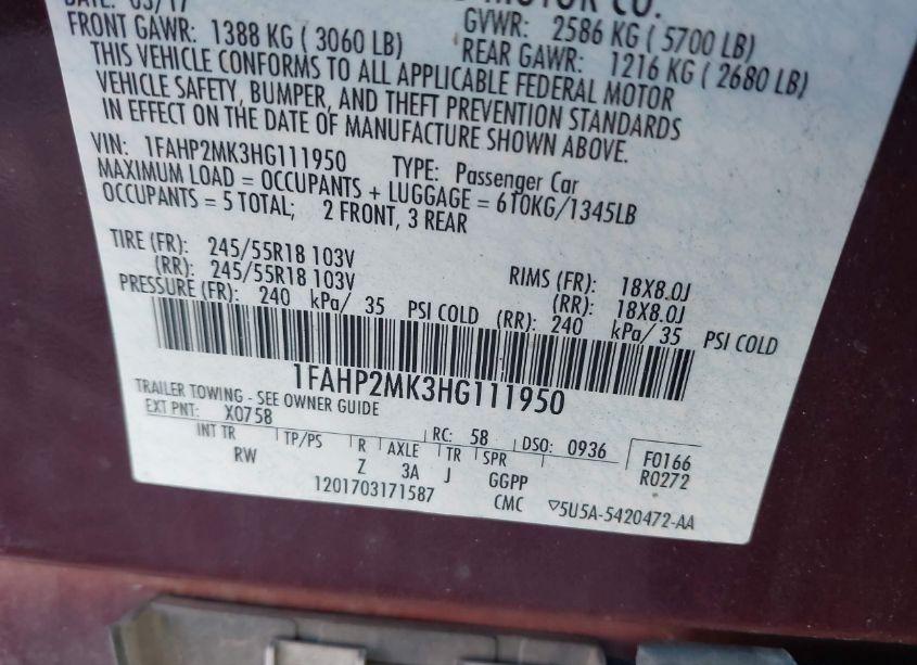 Photo 9 of 2017 Ford Police INTERCEPTOR (VIN 1FAHP2MK3HG111950)