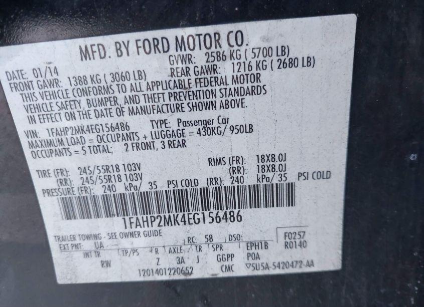 Photo 9 of 2014 Ford Police INTERCEPTOR (VIN 1FAHP2MK4EG156486)