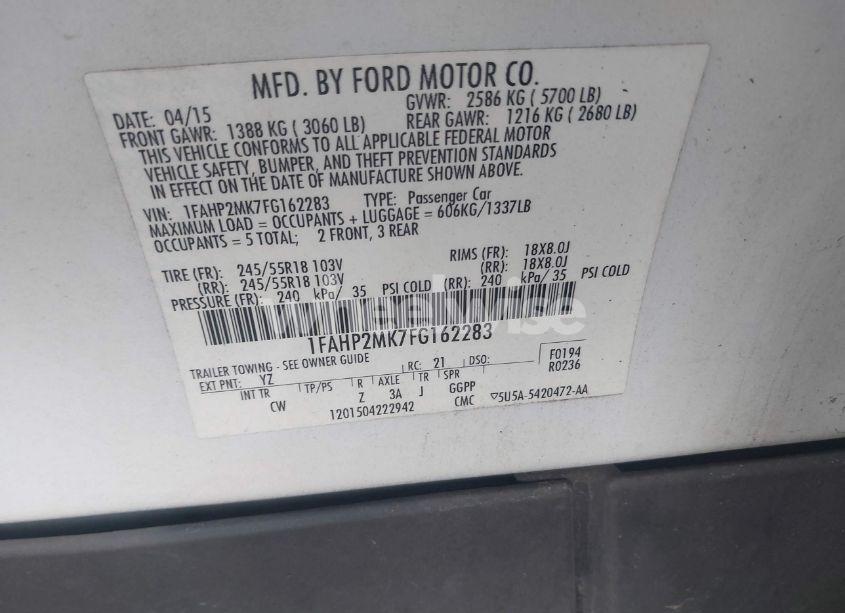 Photo 9 of 2015 Ford Police INTERCEPTOR (VIN 1FAHP2MK7FG162283)