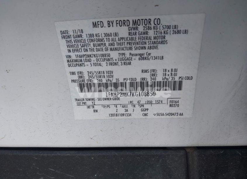 Photo 9 of 2019 Ford Police INTERCEPTOR (VIN 1FAHP2MK7KG108850)