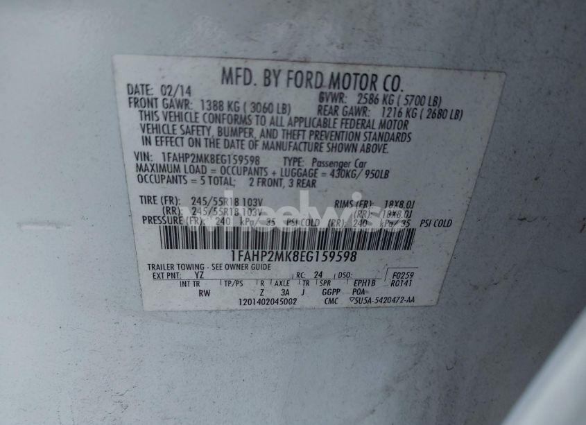 Photo 9 of 2014 Ford Police INTERCEPTOR (VIN 1FAHP2MK8EG159598)