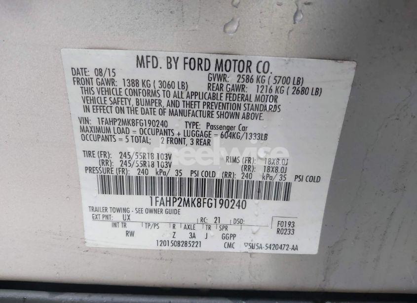 Photo 9 of 2015 Ford Police INTERCEPTOR (VIN 1FAHP2MK8FG190240)