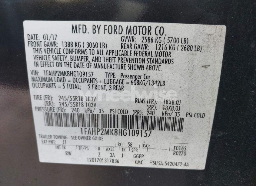 Photo 9 of 2017 Ford Police INTERCEPTOR (VIN 1FAHP2MK8HG109157)