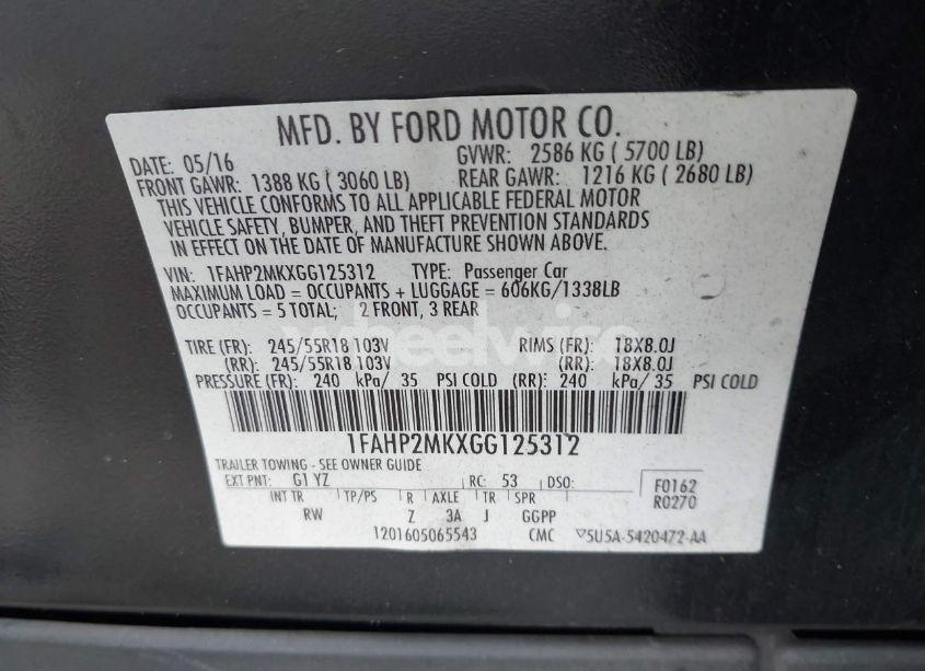 Photo 9 of 2016 Ford Police INTERCEPTOR (VIN 1FAHP2MKXGG125312)