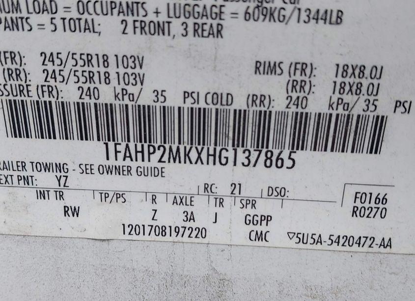 Photo 9 of 2017 Ford Police INTERCEPTOR (VIN 1FAHP2MKXHG137865)