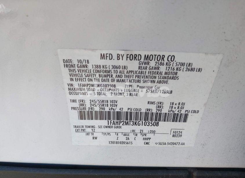 Photo 9 of 2019 Ford Police INTERCEPTOR (VIN 1FAHP2MT3KG103508)