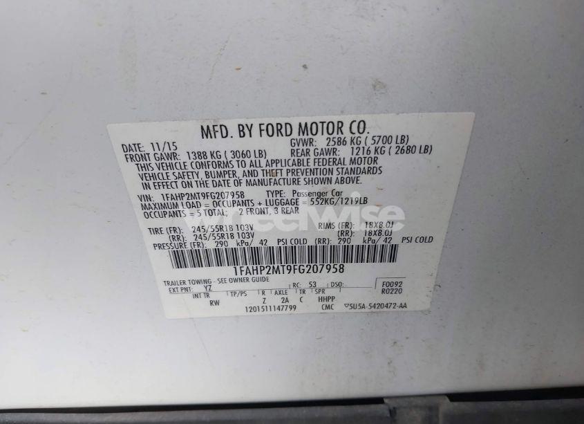 Photo 9 of 2015 Ford Police INTERCEPTOR (VIN 1FAHP2MT9FG207958)