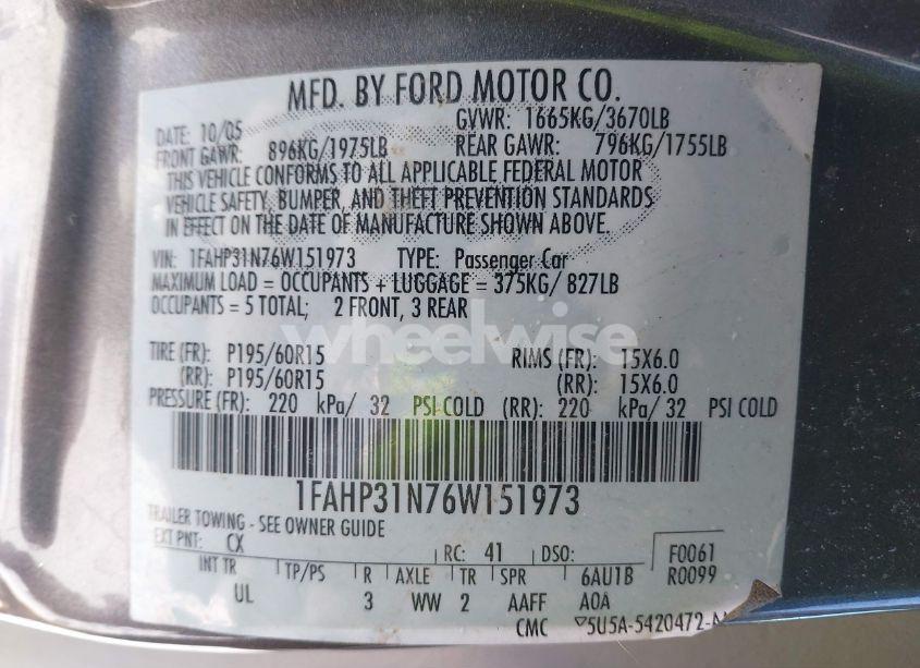 Photo 9 of 2006 Ford Focus ZX3 (VIN 1FAHP31N76W151973)